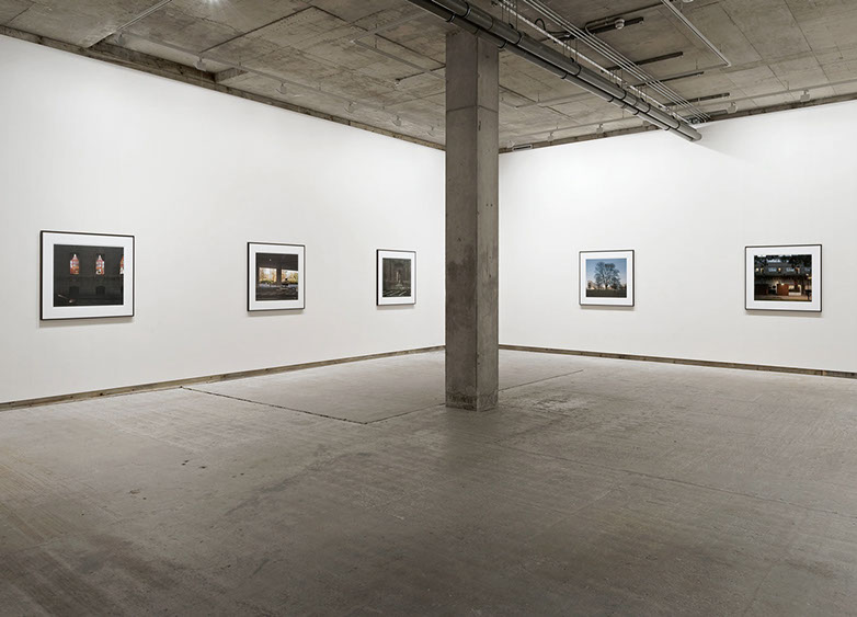 Installation view of John Riddy's exhibition 'Low Relief - Photographs of London' at Frith Street Gallery in 2009